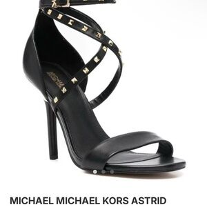 Michael Kors Black and Gold Studded Heels